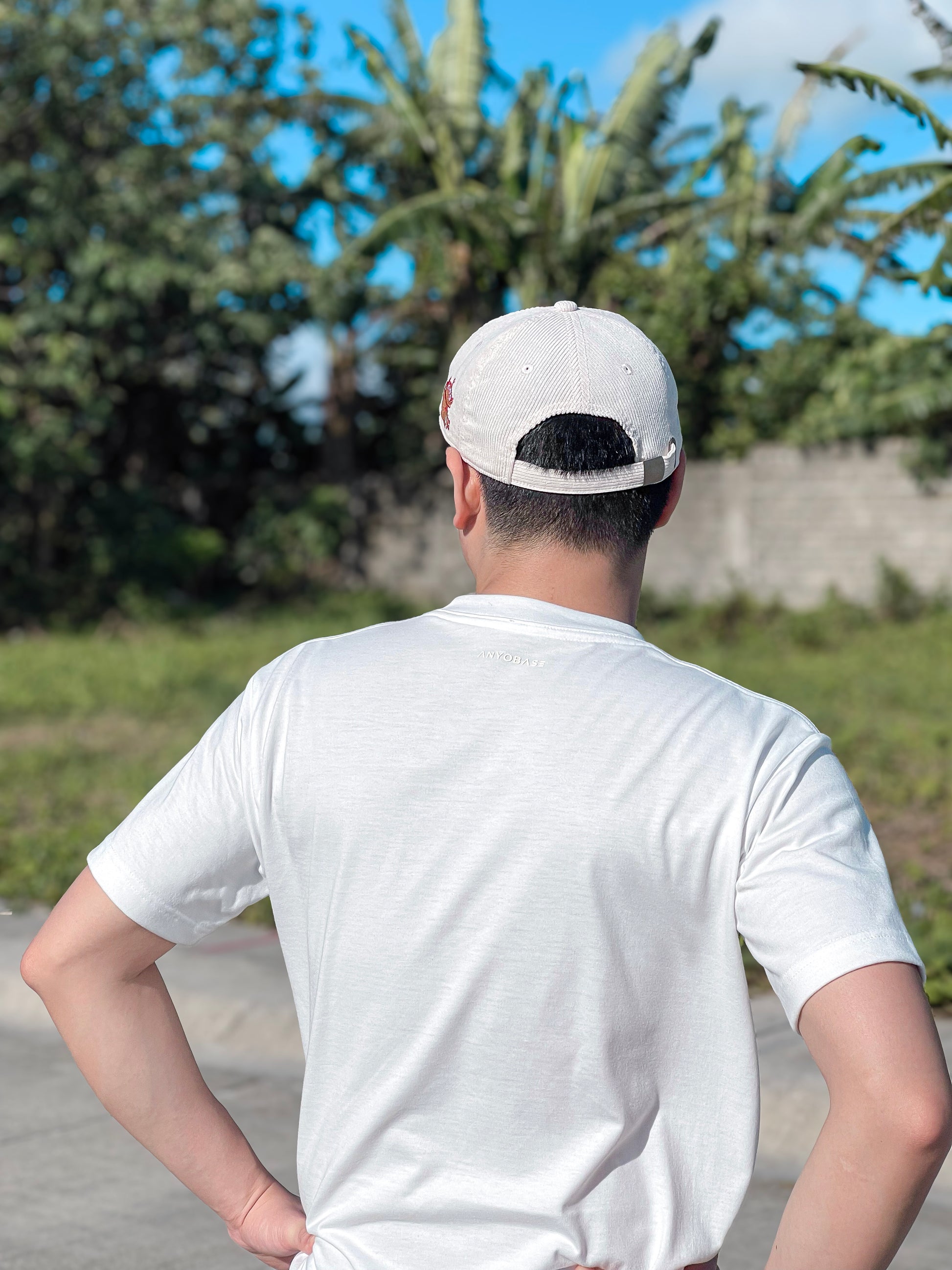 ANYOBASE Core Tee in Off-White featuring a tonal back-neck logo.